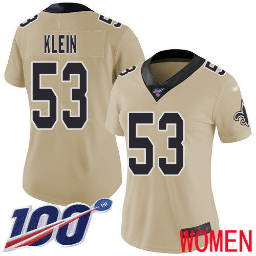 New Orleans Saints Limited Gold Women A J  Klein Jersey NFL Football #53 100th Season Inverted Legend Jersey